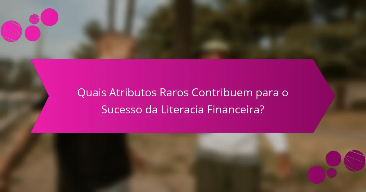 Quais Atributos Raros Contribuem para o Sucesso da Literacia Financeira?