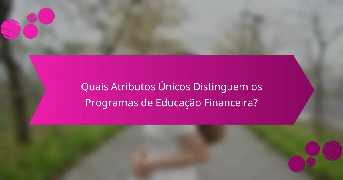 Quais Atributos Únicos Distinguem os Programas de Educação Financeira?