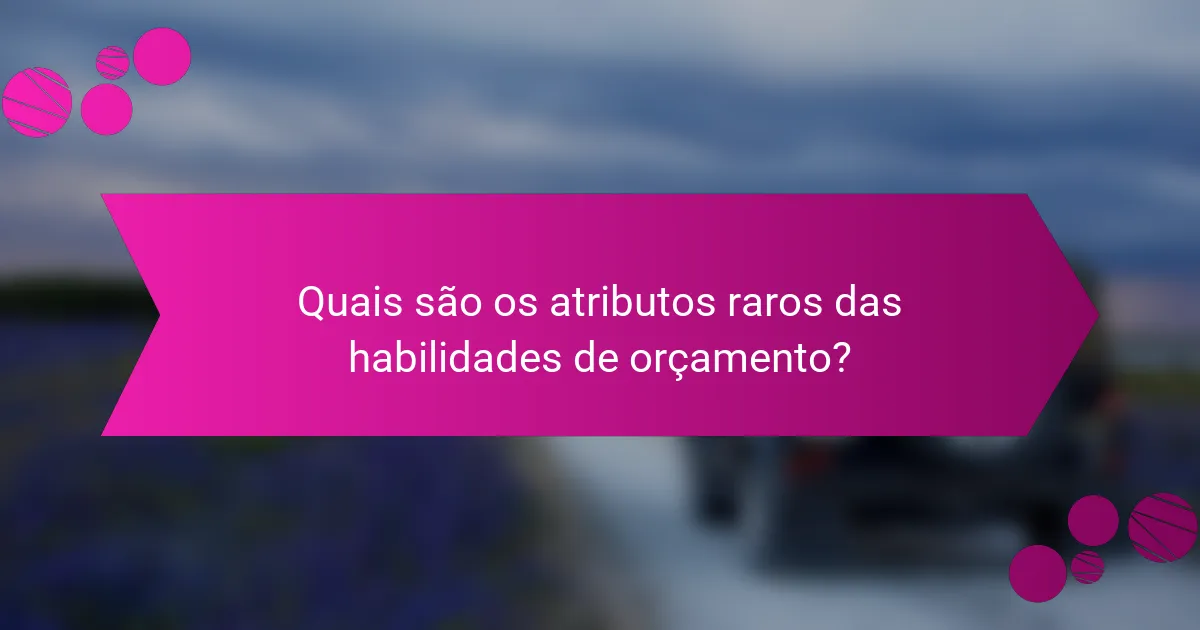Quais são os atributos raros das habilidades de orçamento?