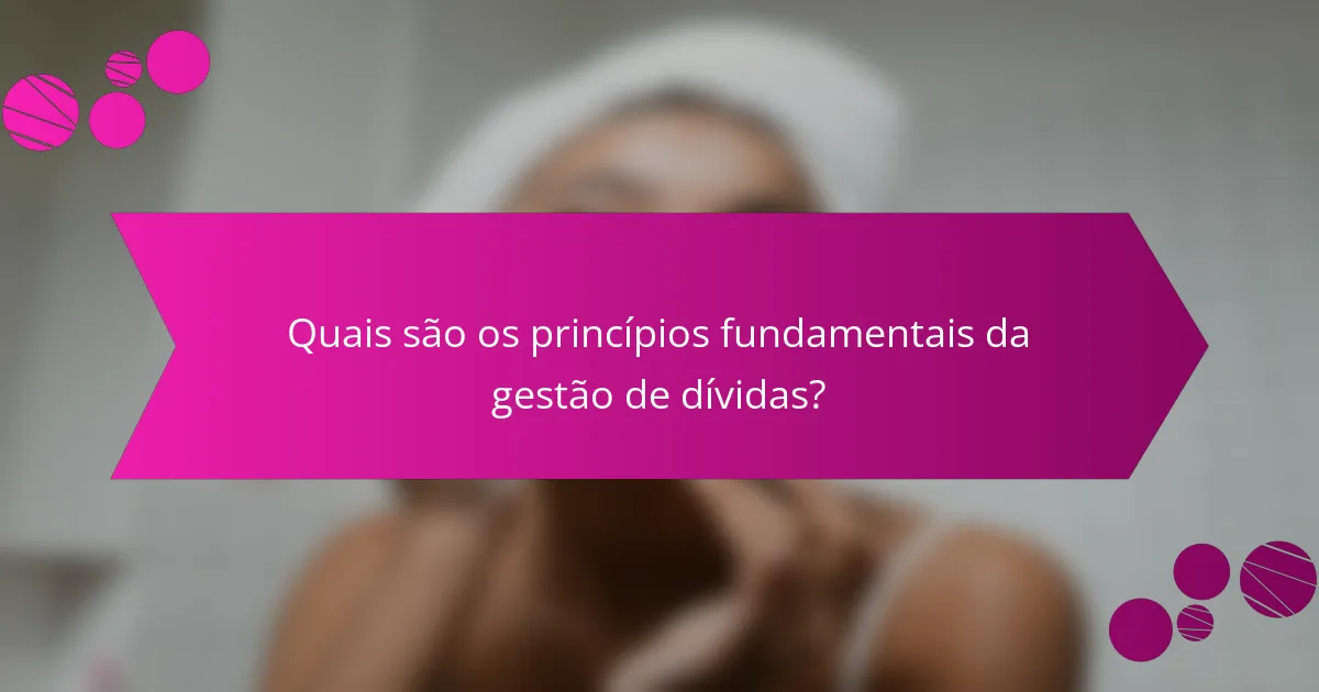 Quais são os princípios fundamentais da gestão de dívidas?